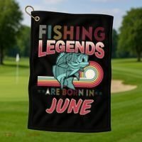 Fishing Legends Are Born In June Golf Towel thumb 1