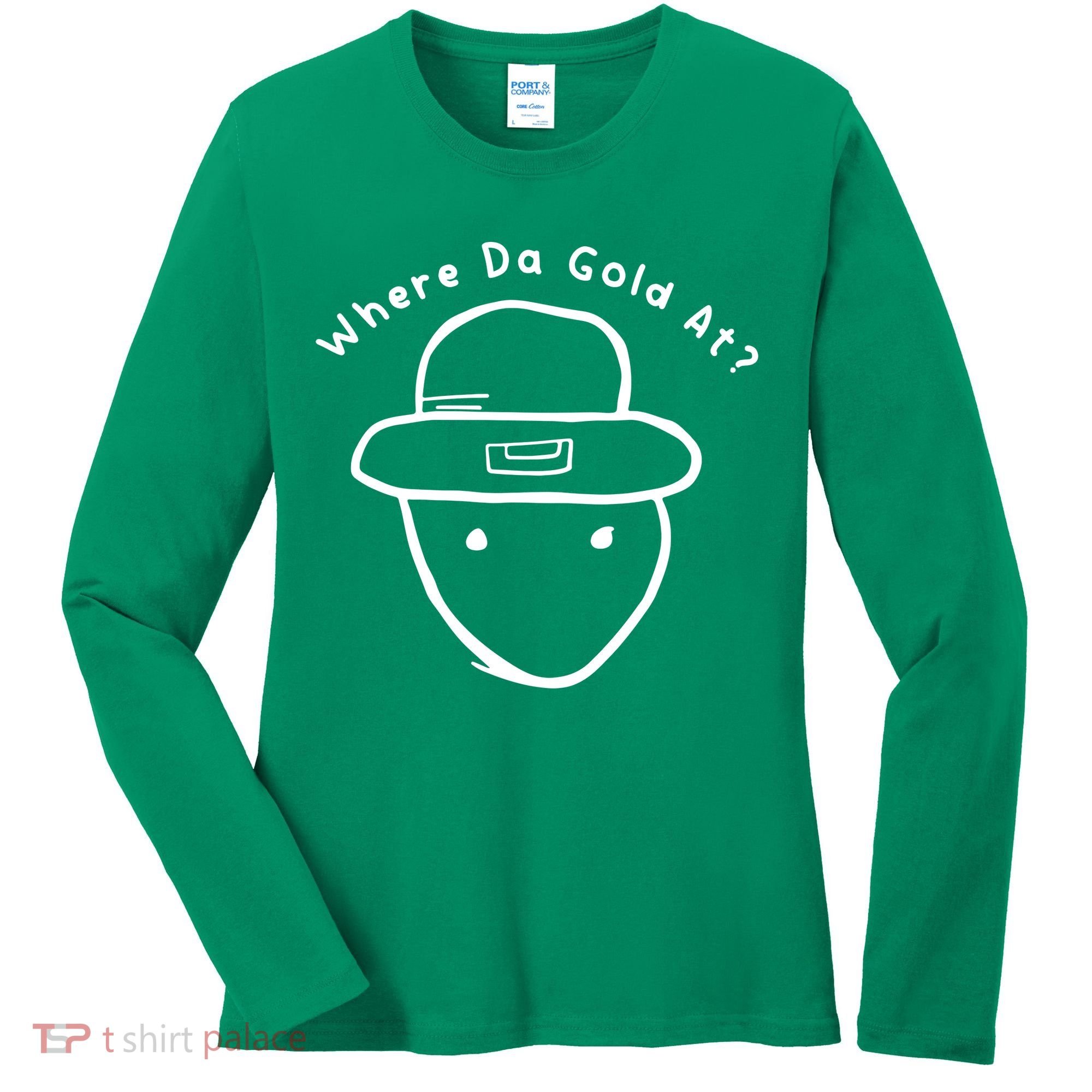 Funny Leprechaun Amateur Sketch Meme St Patricks Day 2024 Women's Long Sleeve Shirt