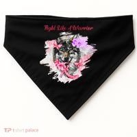 Fight Like A Warrior Wolf Pink Ribbon Breast Cancer USA-Made Doggie Bandana thumb 0