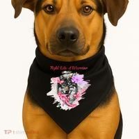 Fight Like A Warrior Wolf Pink Ribbon Breast Cancer USA-Made Doggie Bandana thumb 1