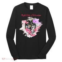 Fight Like A Warrior Wolf Pink Ribbon Breast Cancer Long Sleeve Shirt thumb 0