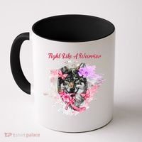Fight Like A Warrior Wolf Pink Ribbon Breast Cancer Coffee Mug thumb 0