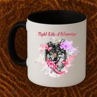 Fight Like A Warrior Wolf Pink Ribbon Breast Cancer Coffee Mug thumb 2