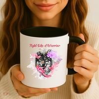 Fight Like A Warrior Wolf Pink Ribbon Breast Cancer Coffee Mug thumb 3