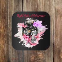 Fight Like A Warrior Wolf Pink Ribbon Breast Cancer Coaster thumb 0