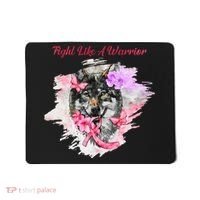 Fight Like A Warrior Wolf Pink Ribbon Breast Cancer Mousepad thumb 0