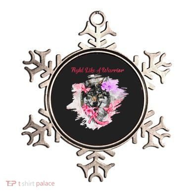 Fight Like A Warrior Wolf Pink Ribbon Breast Cancer Ornament