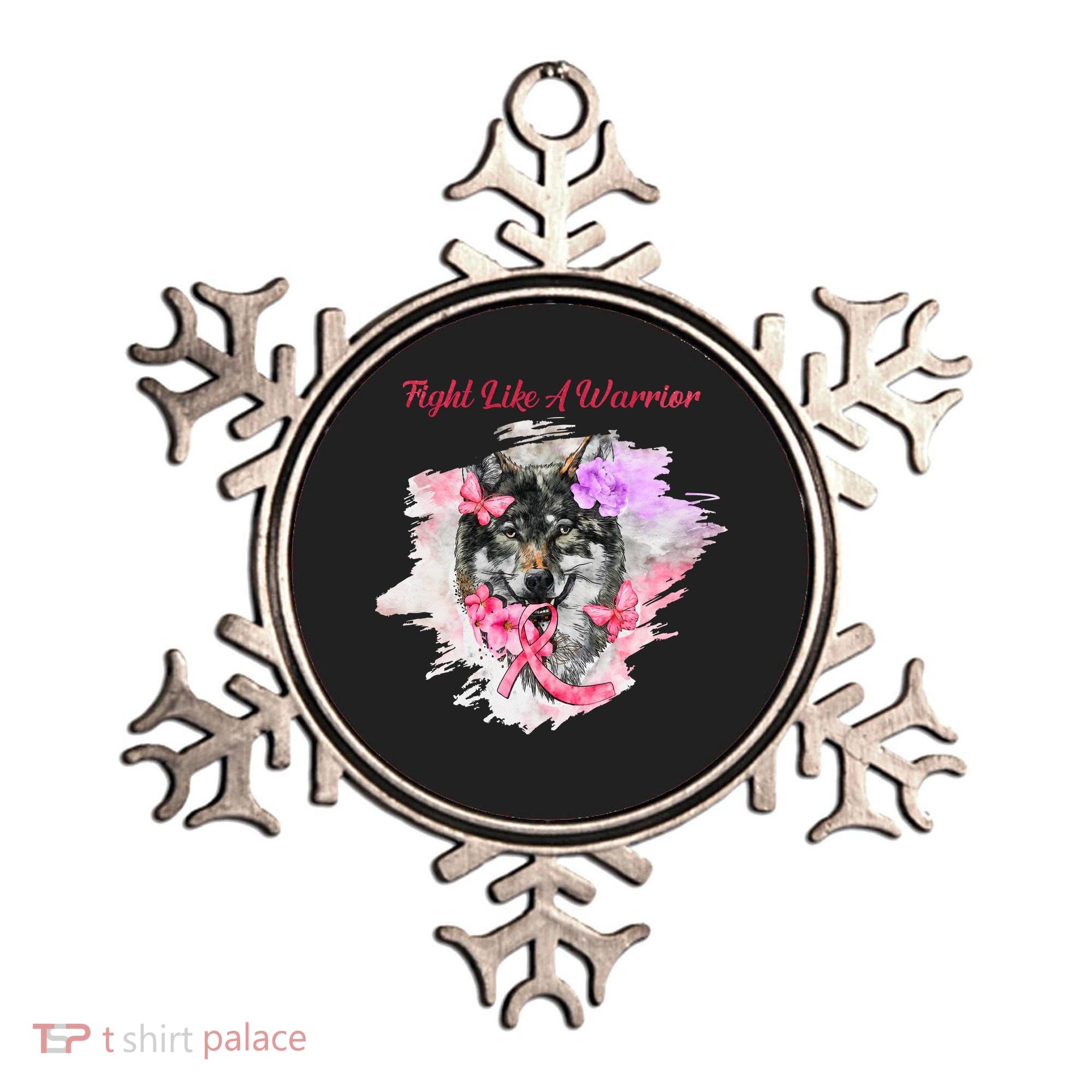 Fight Like A Warrior Wolf Pink Ribbon Breast Cancer Ornament
