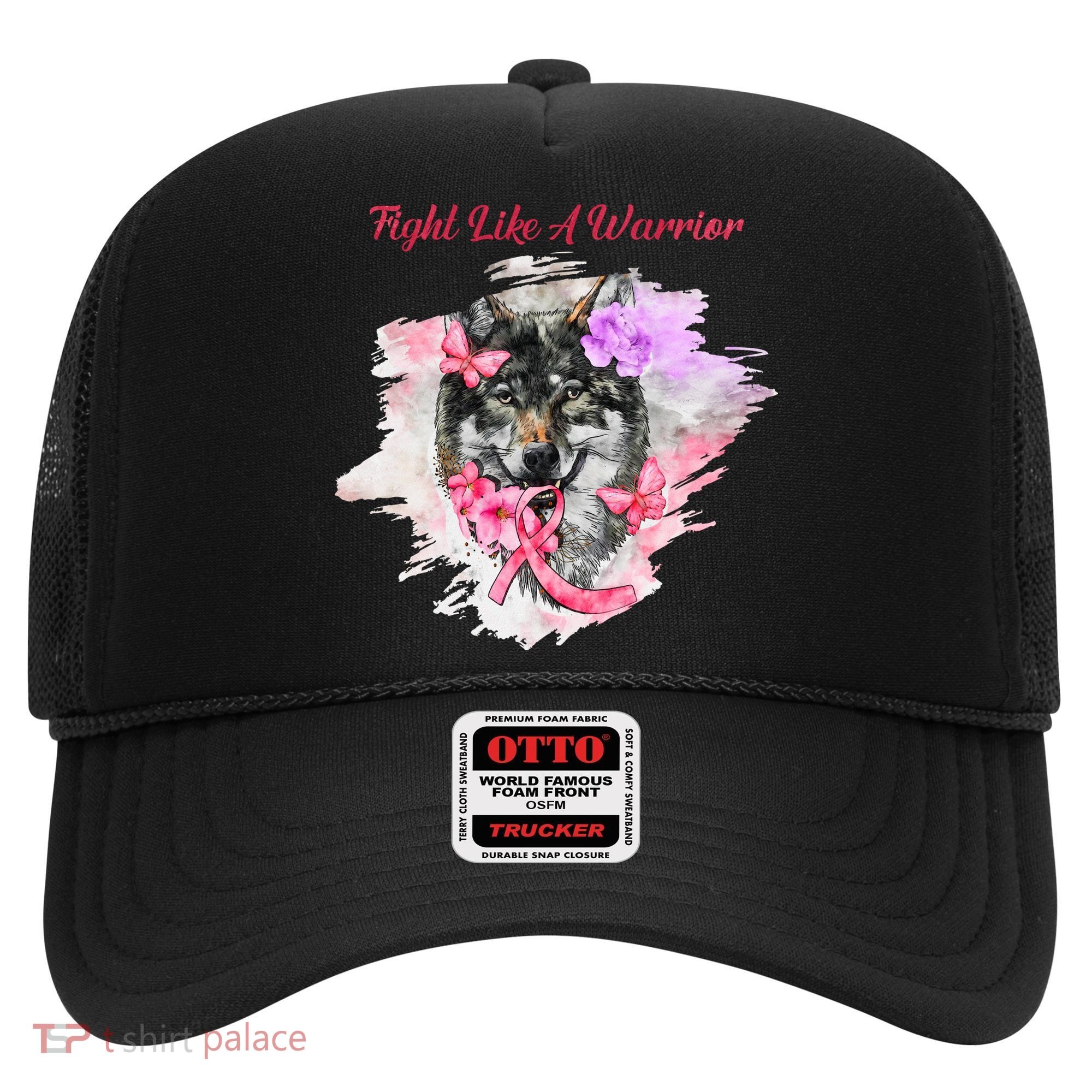 Fight Like A Warrior Wolf Pink Ribbon Breast Cancer Hat