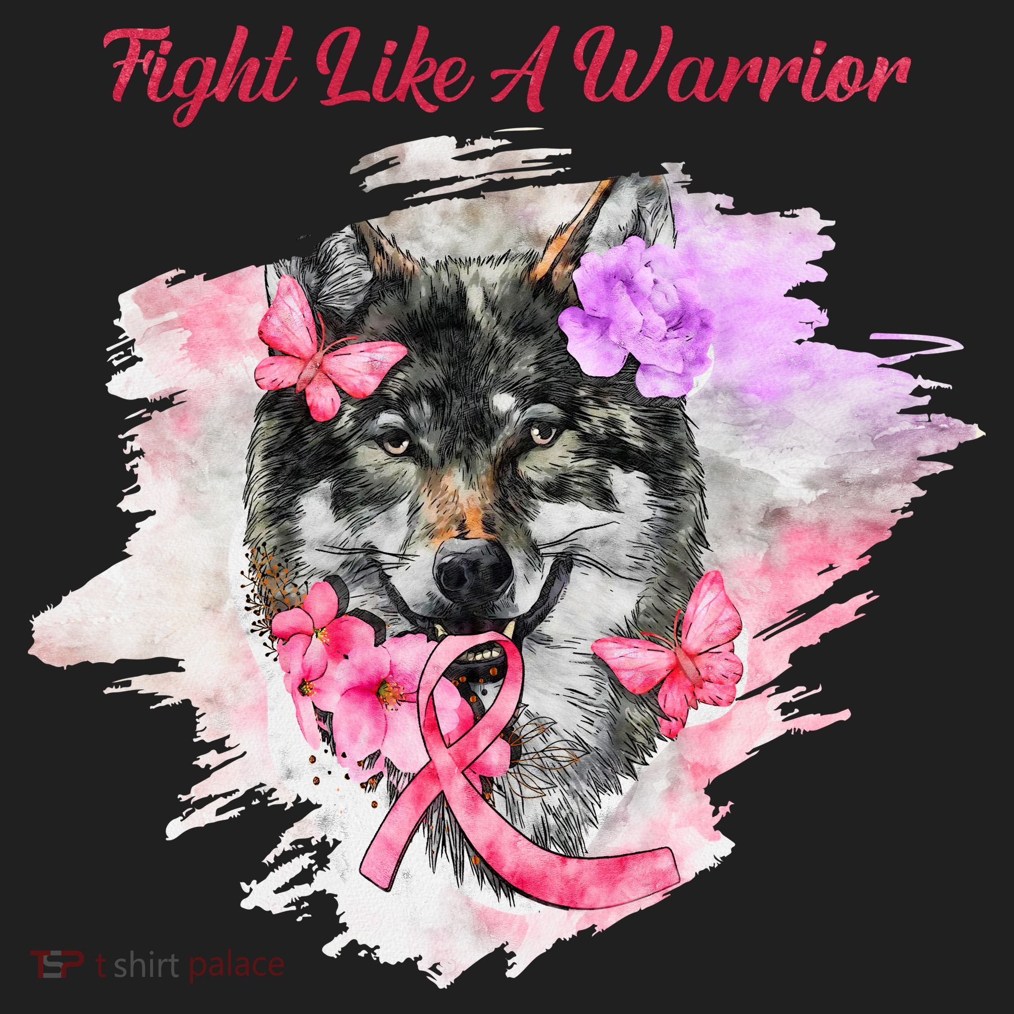 Fight Like A Warrior Wolf Pink Ribbon Breast Cancer Hat