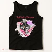Fight Like A Warrior Wolf Pink Ribbon Breast Cancer Tank Top thumb 2