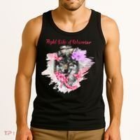 Fight Like A Warrior Wolf Pink Ribbon Breast Cancer Tank Top thumb 3