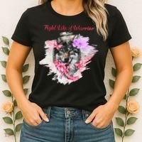 Fight Like A Warrior Wolf Pink Ribbon Breast Cancer Women's T-Shirt thumb 2
