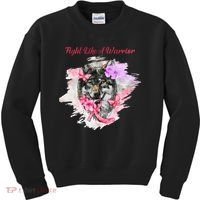 Fight Like A Warrior Wolf Pink Ribbon Breast Cancer Kids Sweatshirt thumb 0