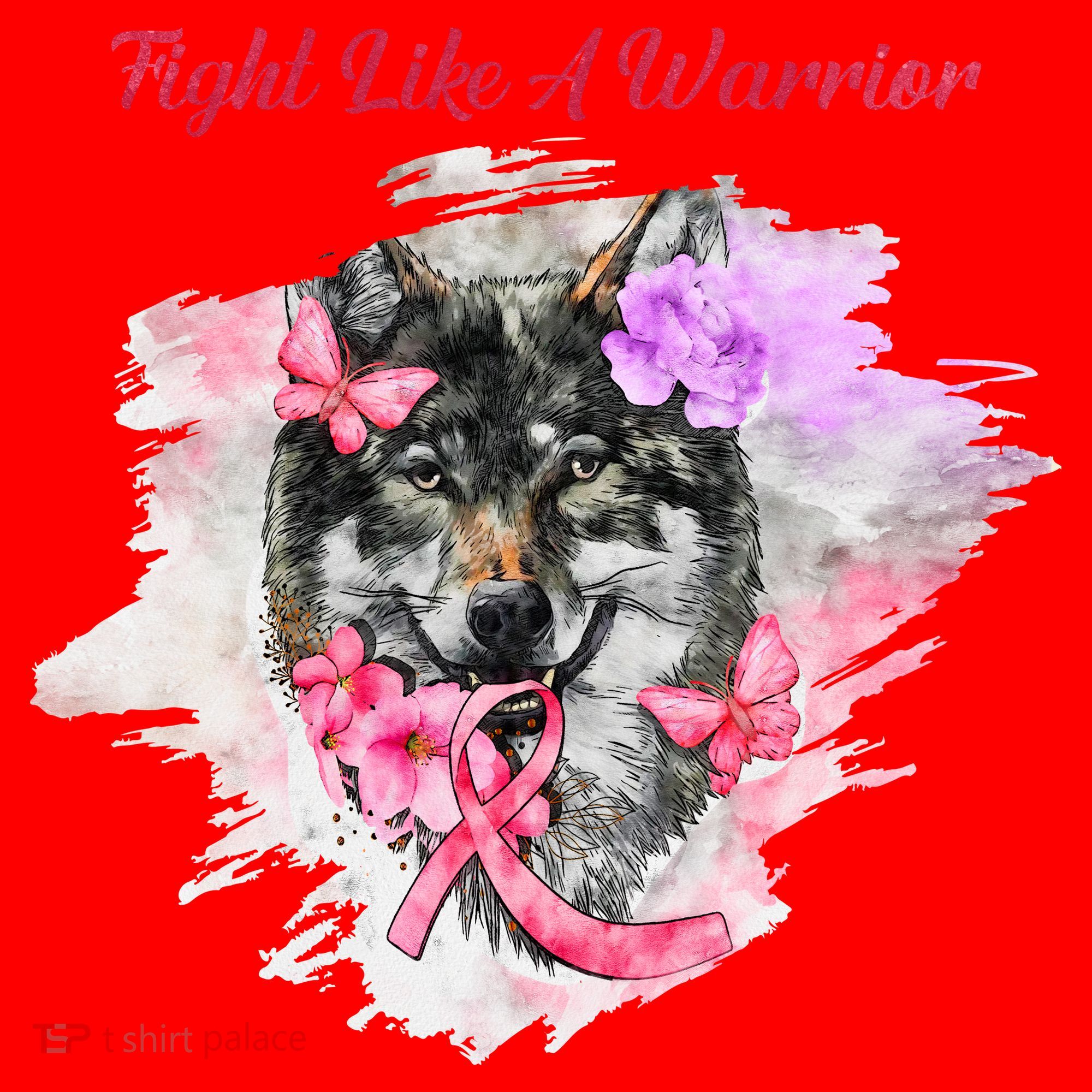 Fight Like A Warrior Wolf Pink Ribbon Breast Cancer Santa Hat