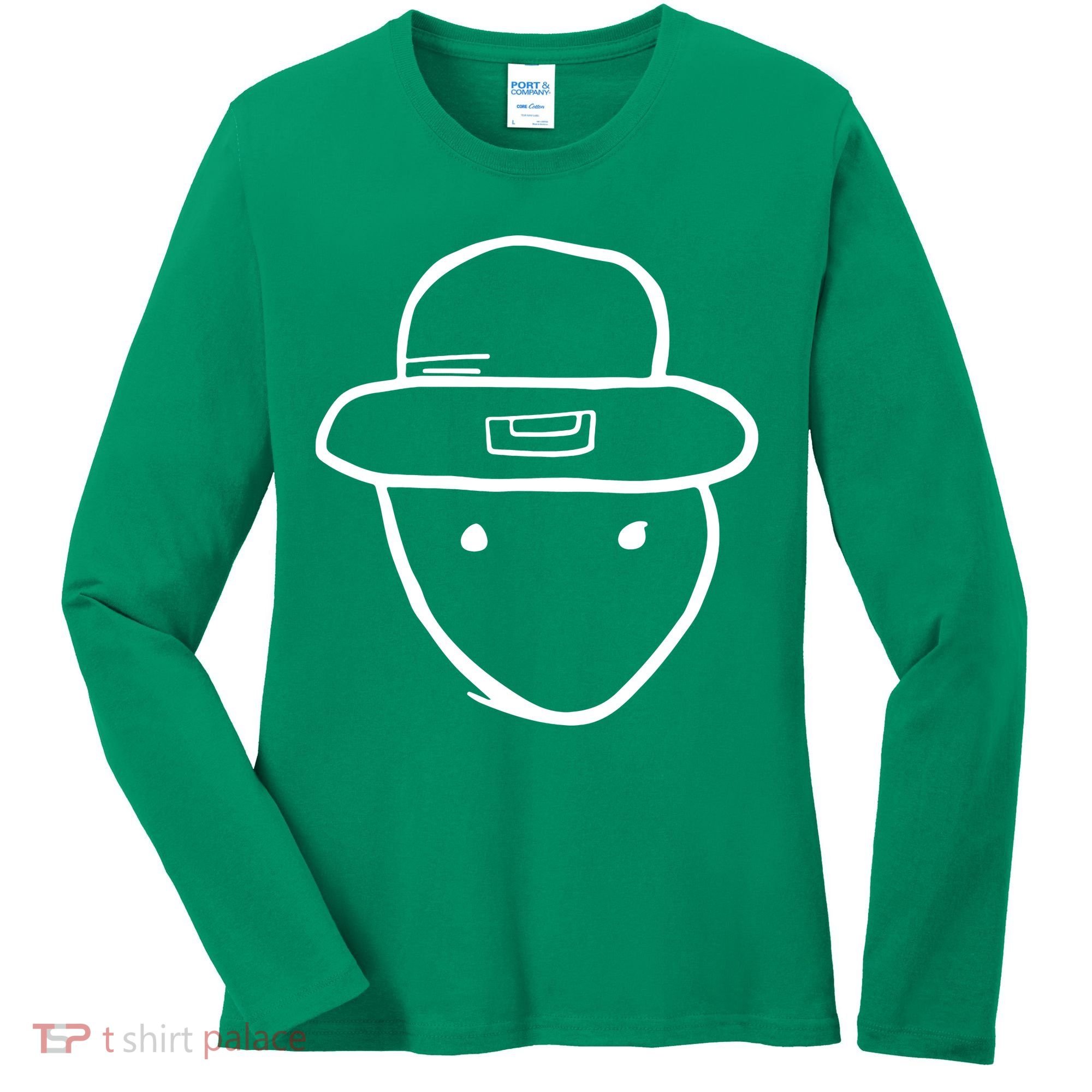 Funny Leprechaun Amateur Sketch Meme St Patricks Day 2024 Women's Long Sleeve Shirt