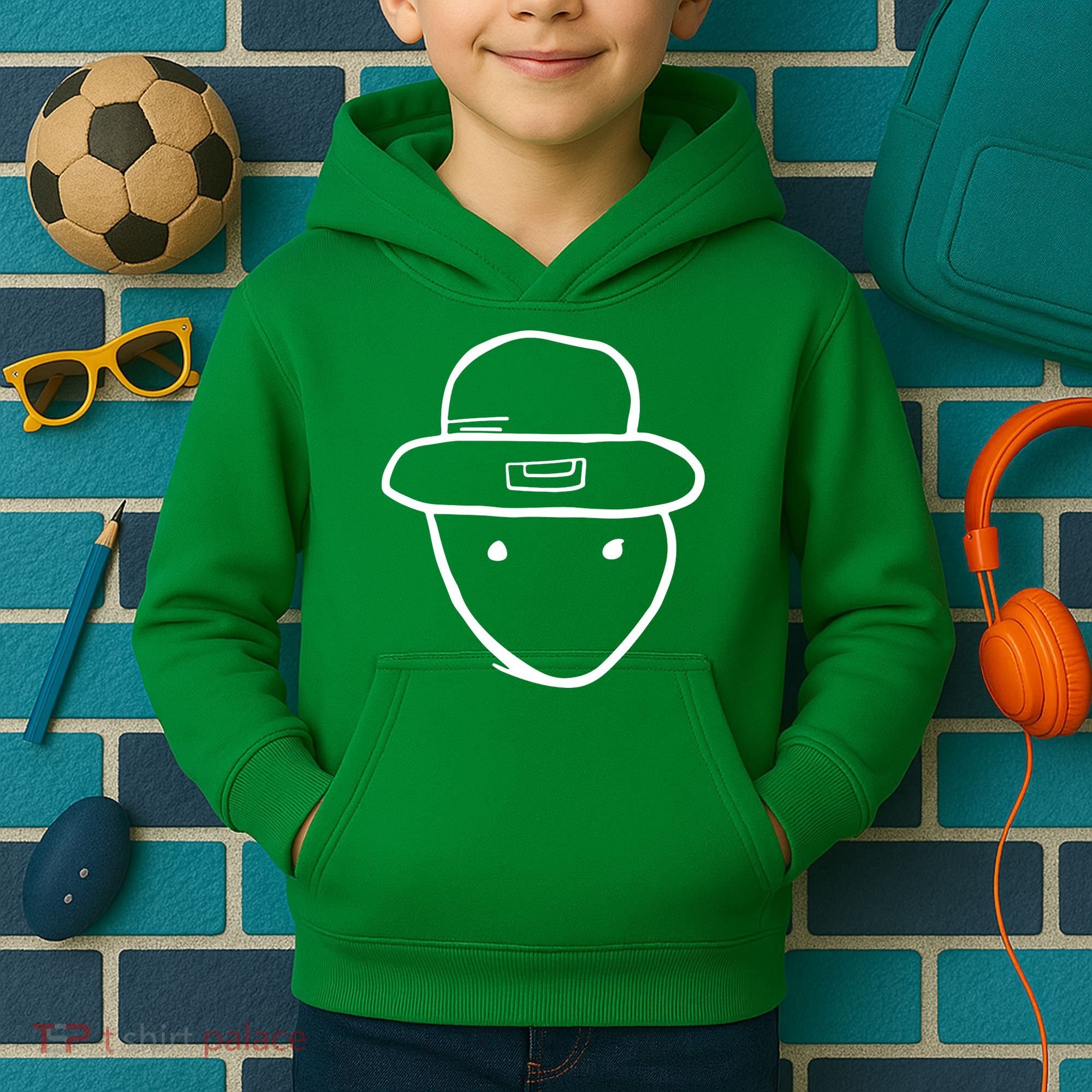 Funny Leprechaun Amateur Sketch Meme St Patricks Day 2024 Kids Hoodie