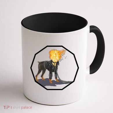 Flaming Ghost Dog On Fire Rider Doggo Coffee Mug back