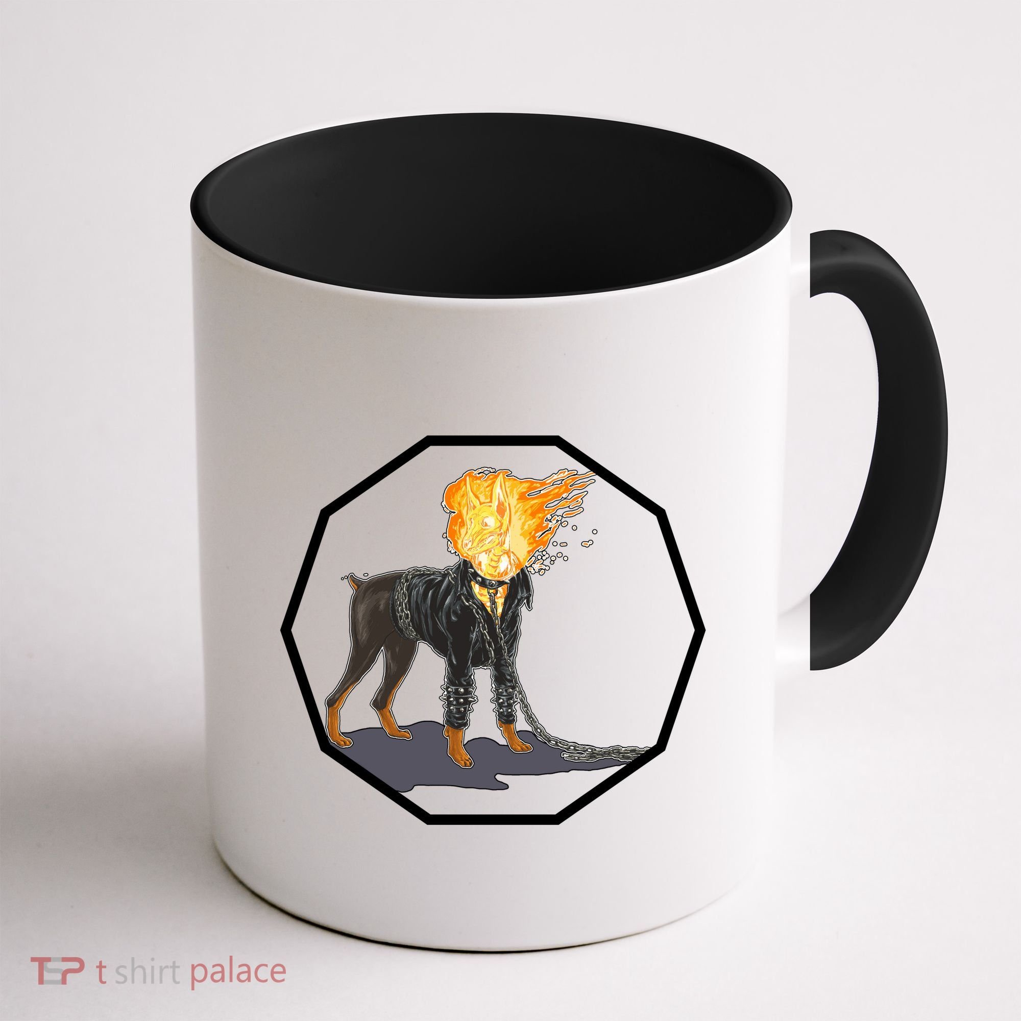 Flaming Ghost Dog On Fire Rider Doggo Coffee Mug