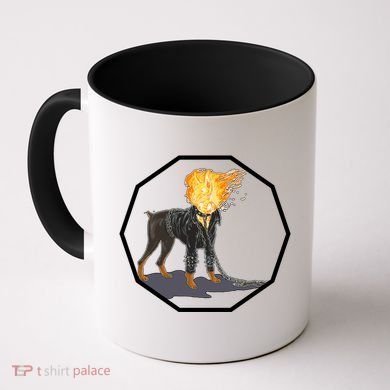 Flaming Ghost Dog On Fire Rider Doggo Coffee Mug