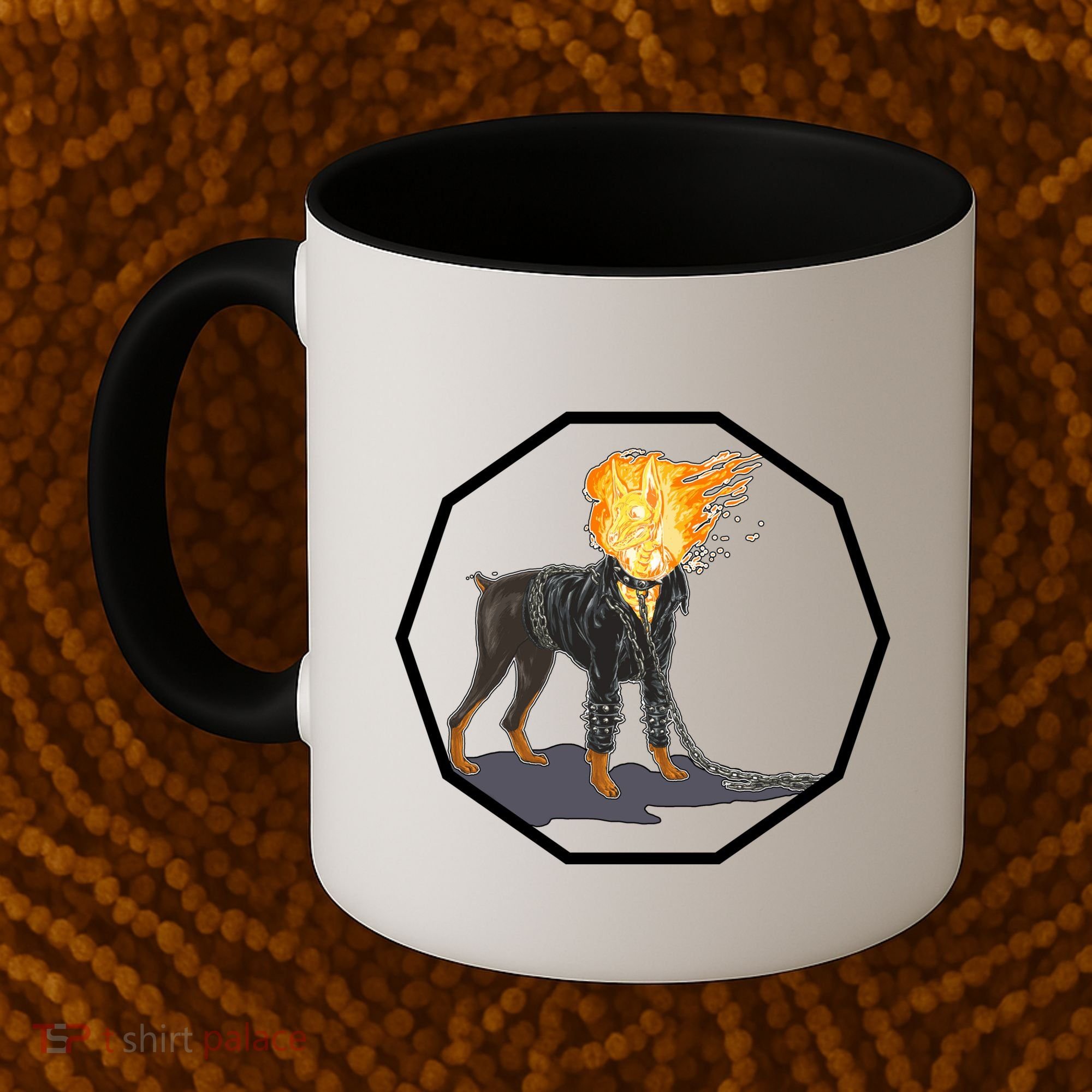 Flaming Ghost Dog On Fire Rider Doggo Coffee Mug