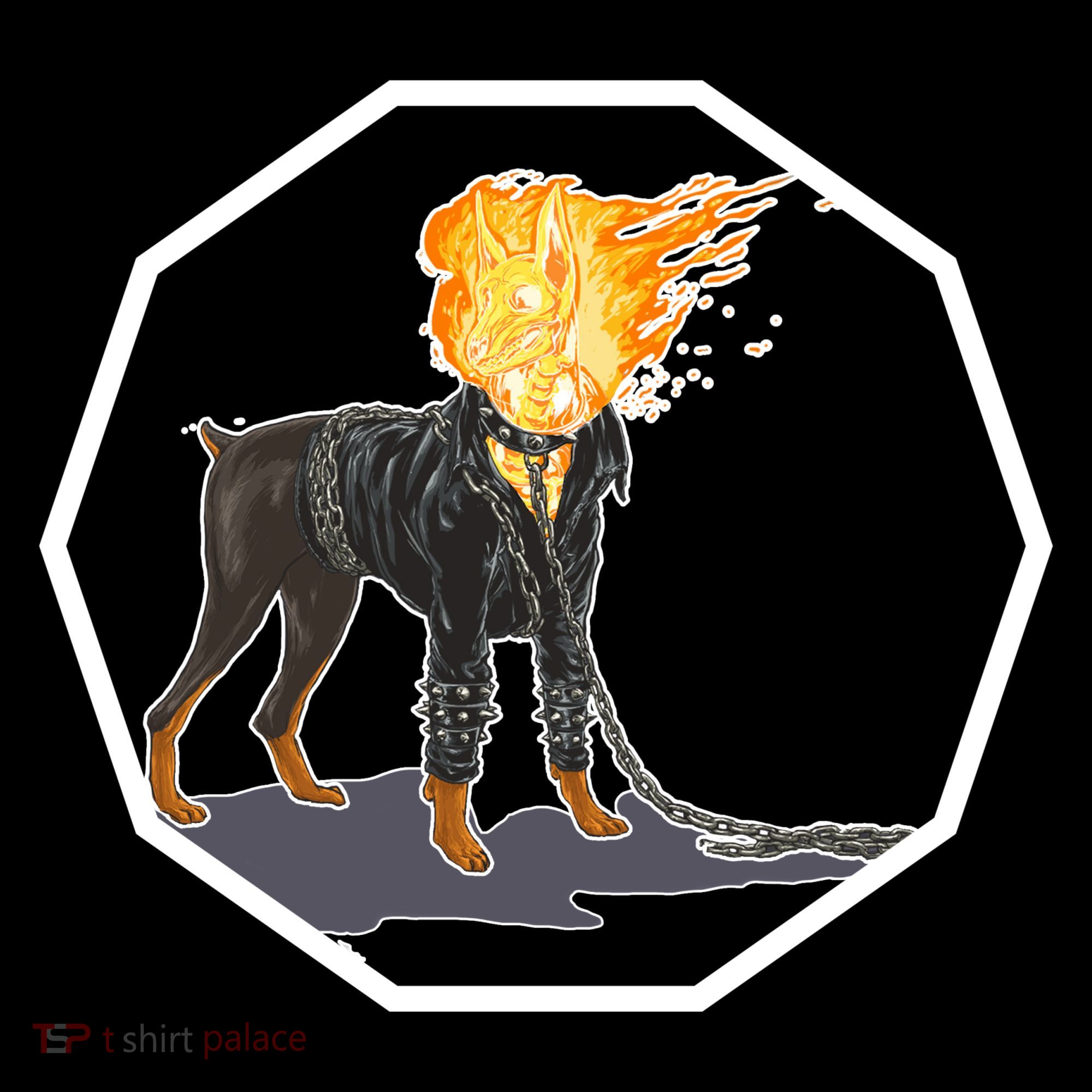 Flaming Ghost Dog On Fire Rider Doggo Women's Hoodie