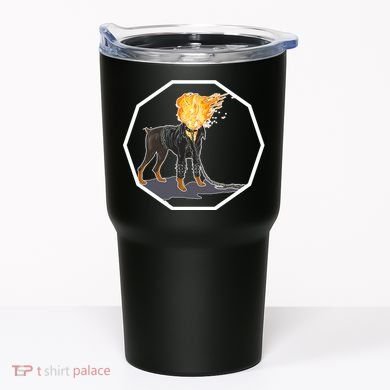 Flaming Ghost Dog On Fire Rider Doggo Tumbler