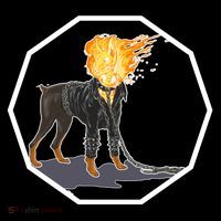 Flaming Ghost Dog On Fire Rider Doggo Ornament thumb 1