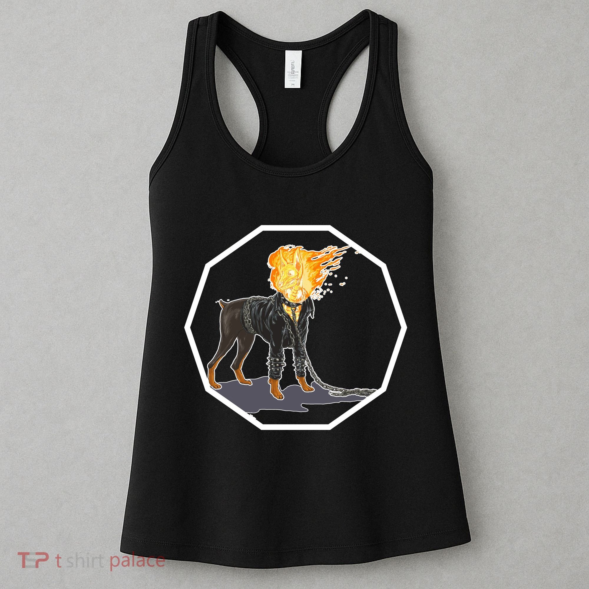 Flaming Ghost Dog On Fire Rider Doggo Women's Tank Top