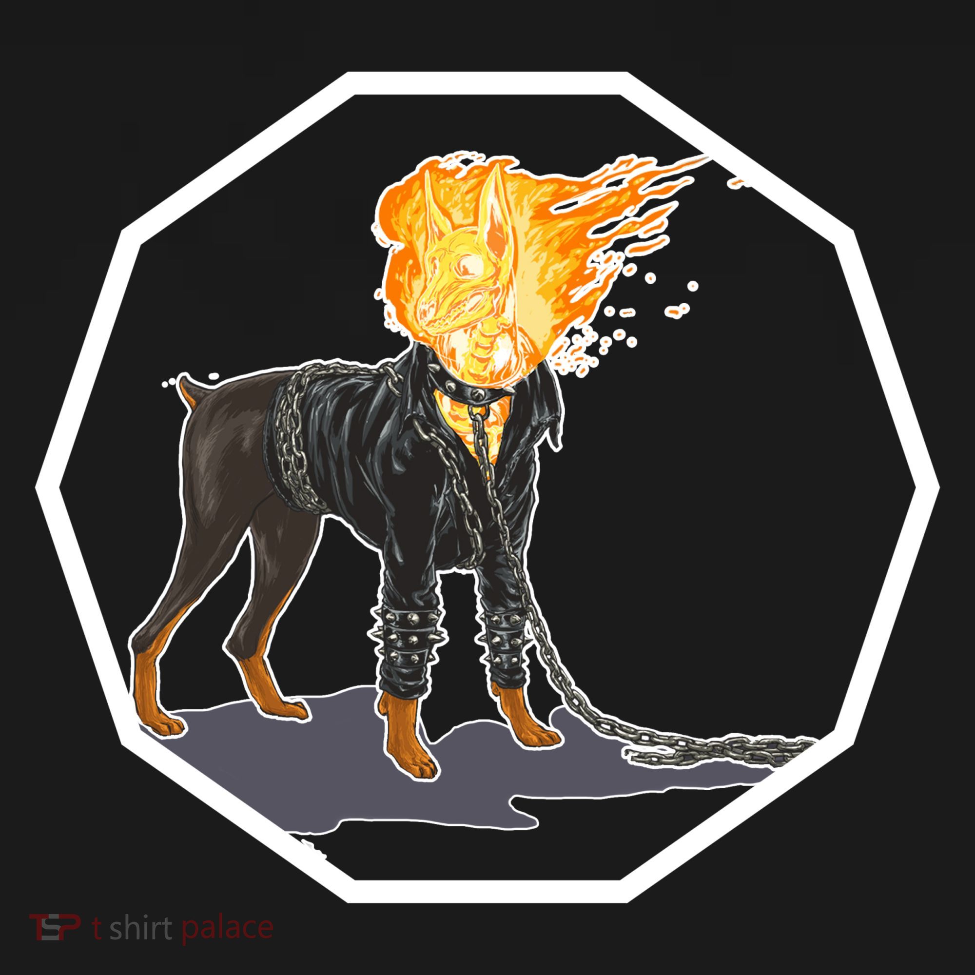 Flaming Ghost Dog On Fire Rider Doggo Women's Long Sleeve Shirt