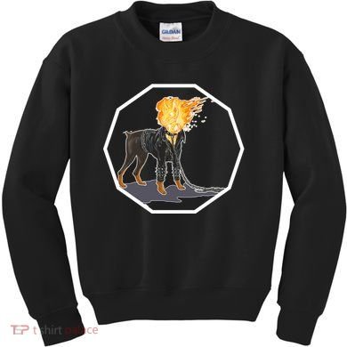 Flaming Ghost Dog On Fire Rider Doggo Kids Sweatshirt