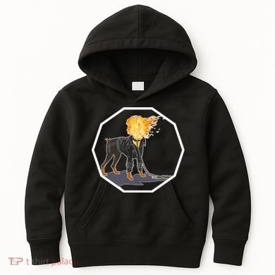 Flaming Ghost Dog On Fire Rider Doggo Kids Hoodie