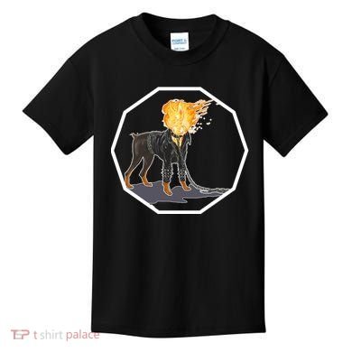 Flaming Ghost Dog On Fire Rider Doggo Kids T-Shirt