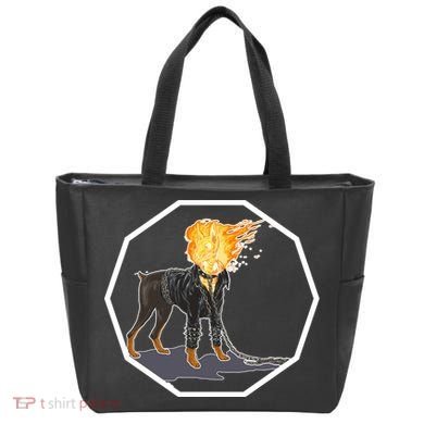 Flaming Ghost Dog On Fire Rider Doggo Tote Bag