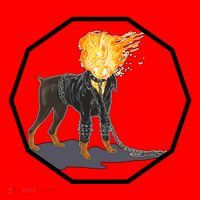 Flaming Ghost Dog On Fire Rider Doggo Santa Hat thumb 1