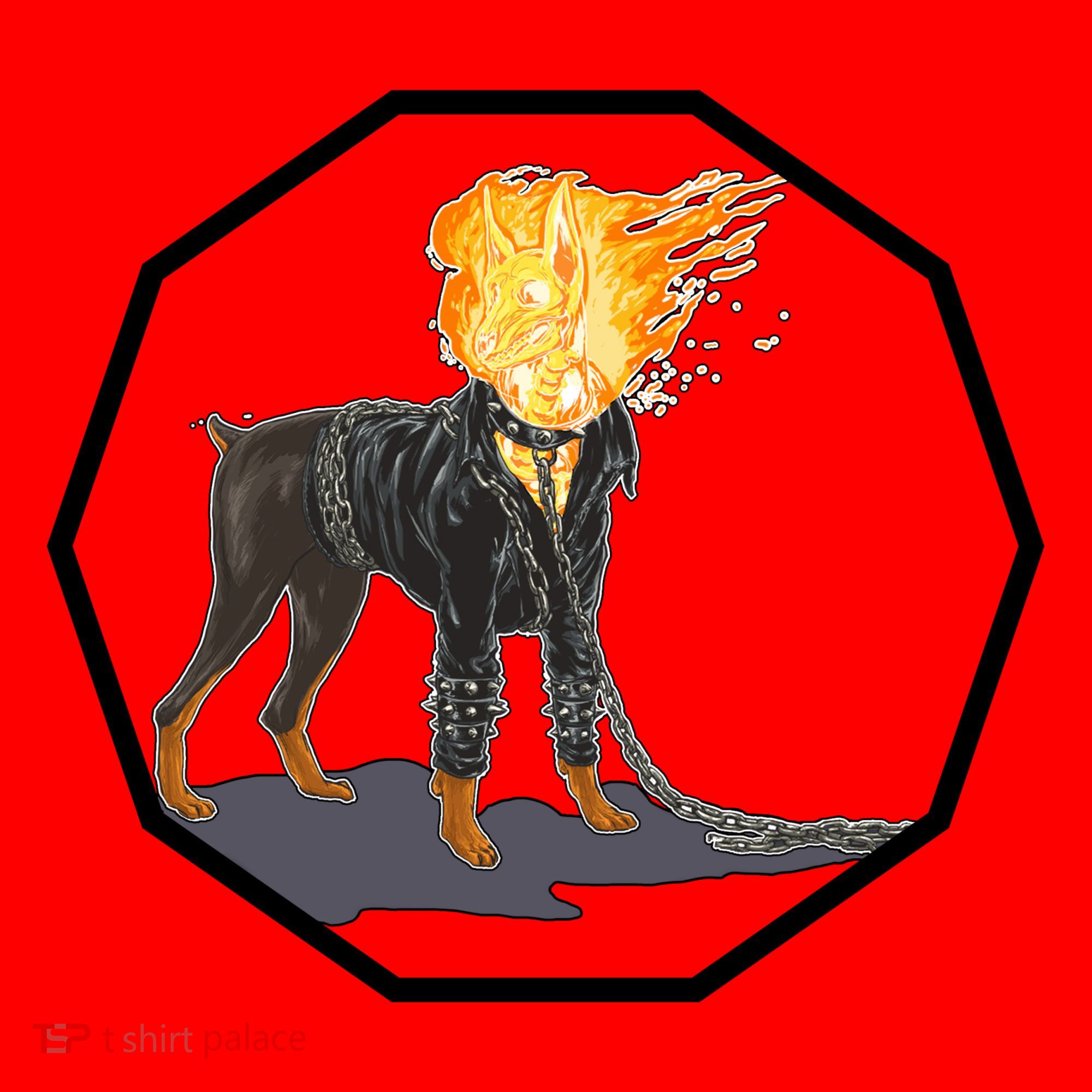 Flaming Ghost Dog On Fire Rider Doggo Santa Hat