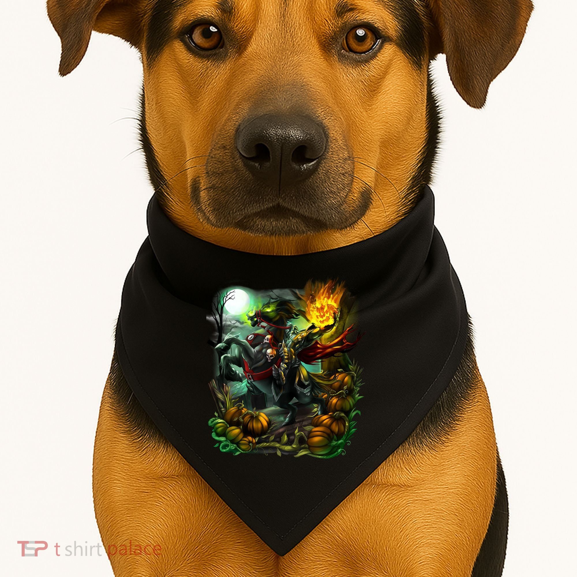 Flaming Headless Horseman USA-Made Doggie Bandana