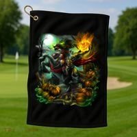 Flaming Headless Horseman Golf Towel thumb 1