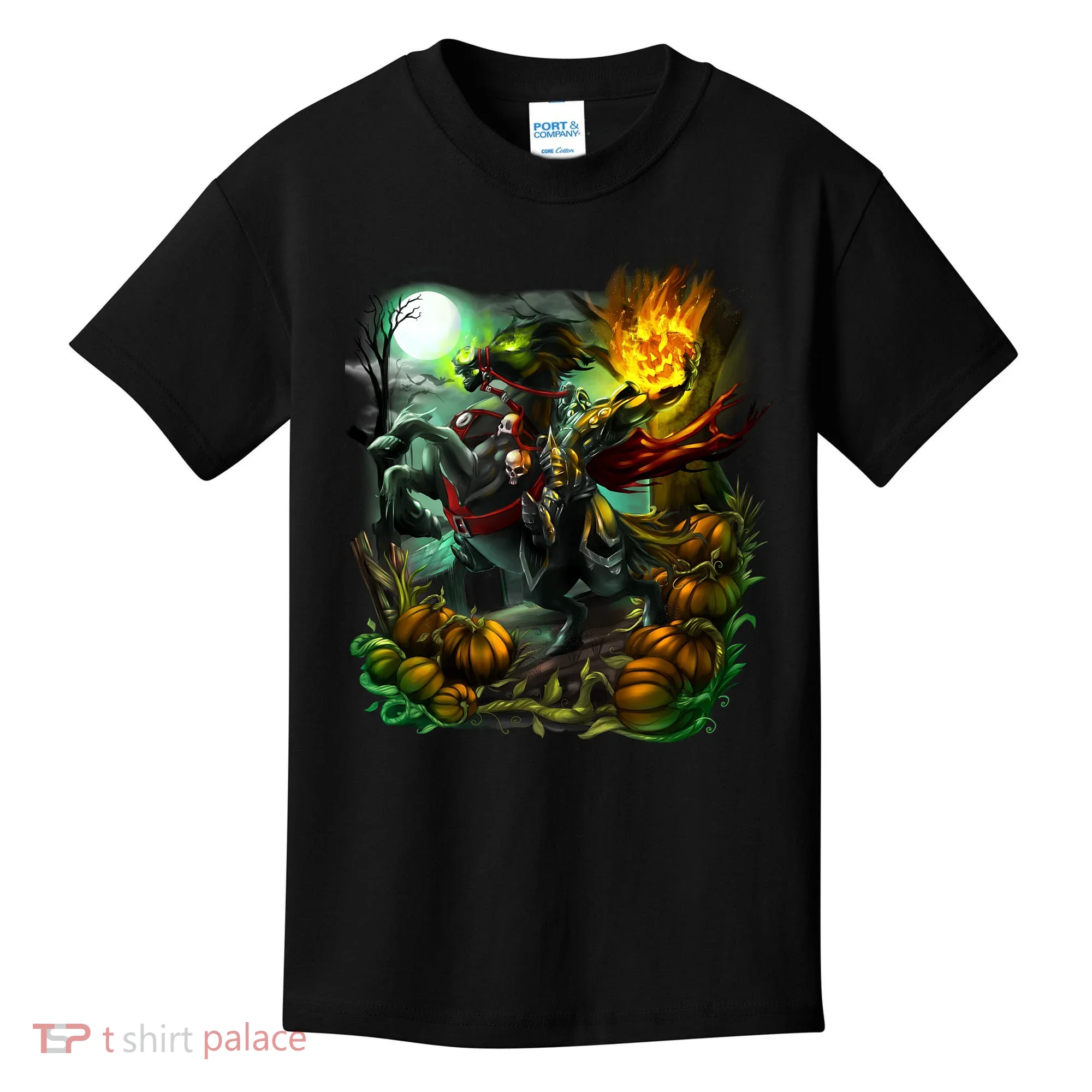 Flaming Headless Horseman Kids T-Shirt