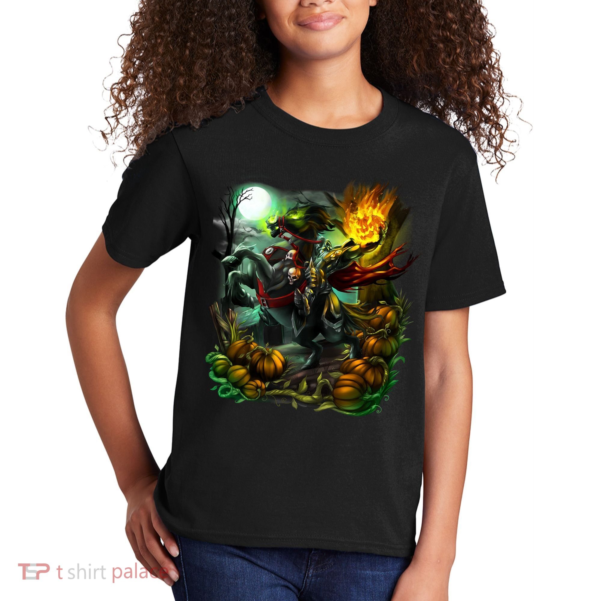 Flaming Headless Horseman Kids T-Shirt