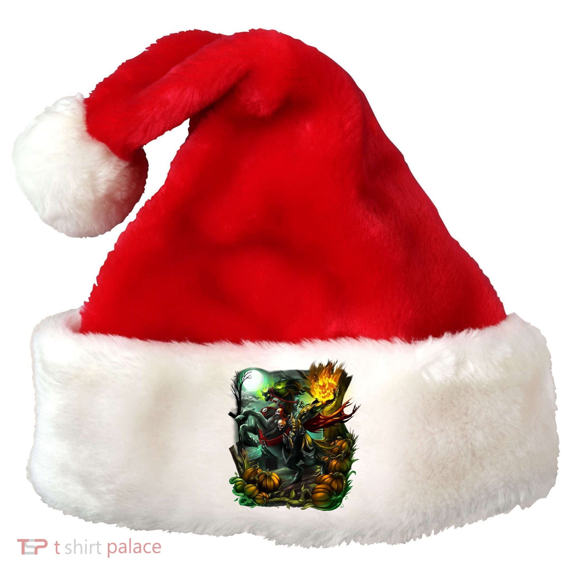 Flaming Headless Horseman Santa Hat