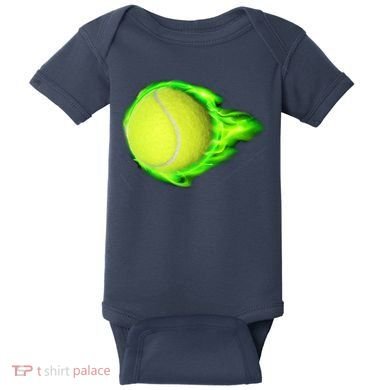Flaming Tennis Ball Baby Bodysuit