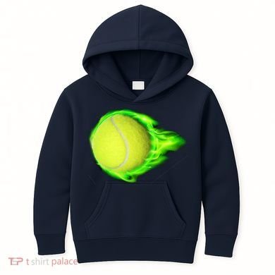 Flaming Tennis Ball Kids Hoodie