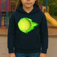 Flaming Tennis Ball Kids Hoodie thumb 3
