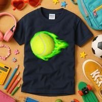 Flaming Tennis Ball Kids T-Shirt thumb 3