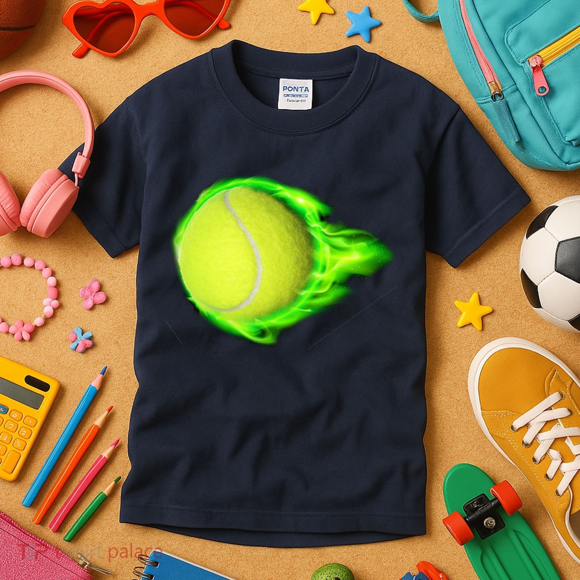 Flaming Tennis Ball Kids T-Shirt