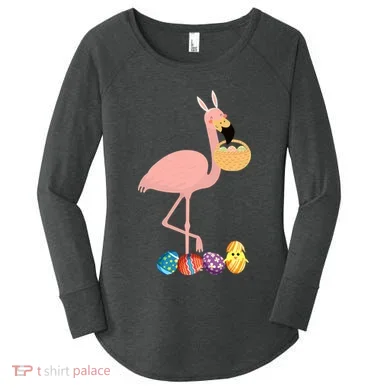 Flamingo Easter Egg Women's Perfect Tri Tunic Long Sleeve Shirt