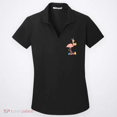 Flamingo Easter Egg Women's Dry Zone Grid Polo
