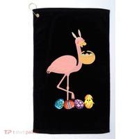 Flamingo Easter Egg Golf Towel thumb 0