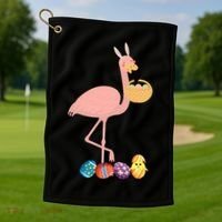Flamingo Easter Egg Golf Towel thumb 1